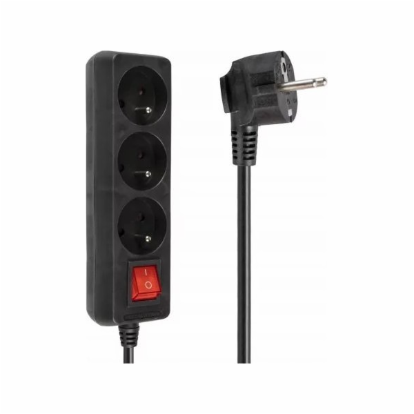 Libox napájecí lišta 3 zásuvky 5 m černá (LB0081B-5)