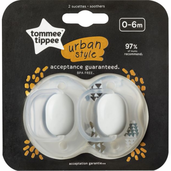 Tommee Tippee Urban unisex dudlík 0-6 měsíců 2 ks.