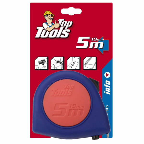 Top Tools Válcovaný ocelový svinovací metr se zámkem 5m 2...