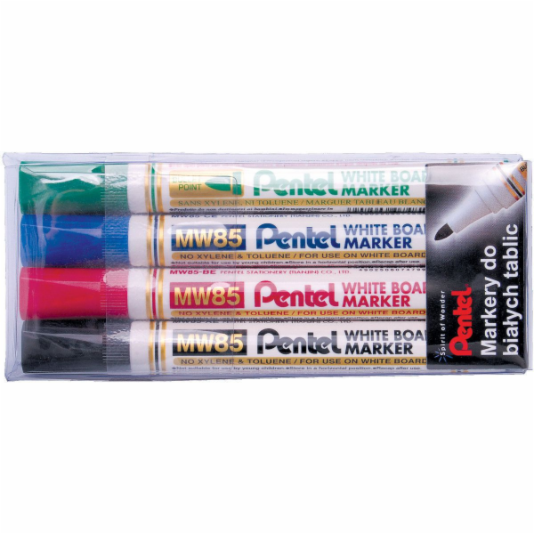 Popisovač Pentel Dry-erase MW85, 4 barvy + POUZDRO