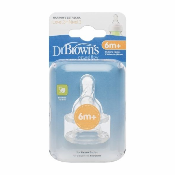 Dr Browns Dudlík se silikonovým hrdlem 6m+ 2 kusy (QU0050)