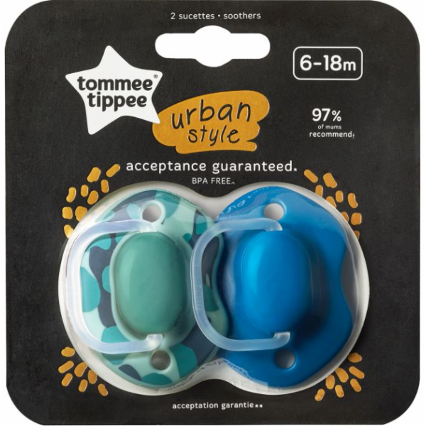 Tommee Tippee Urban chlapecký dudlík 6-18 měsíců 2 ks (43...