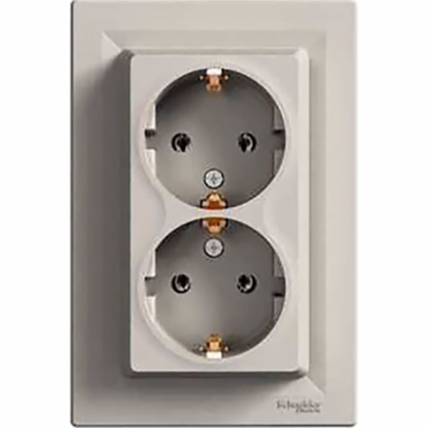 Schneider Electric ASFORA Dvojitá zásuvka SCHUKO hnědá (E...