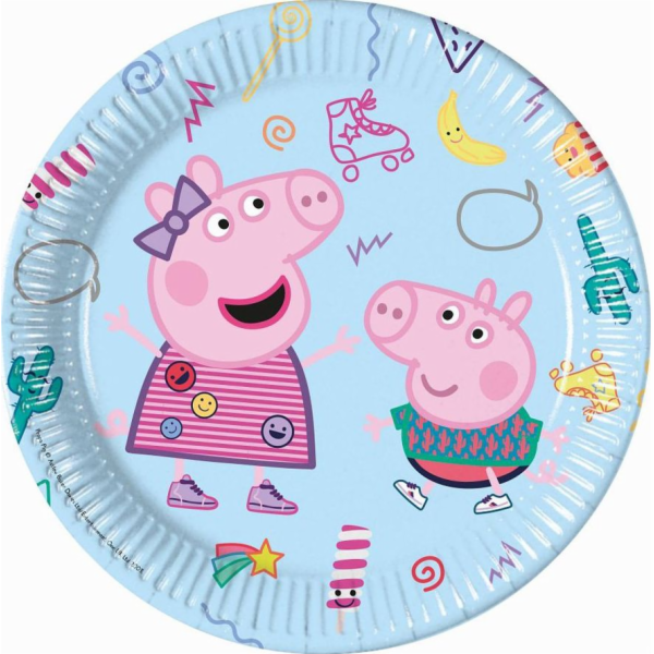 PROCOS Peppa Pig papírové talíře, 23 cm, 8 ks (bez plastu)