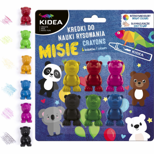 Pastelky s medvídkem Derform pro výuku kreslení, 6 barev ...