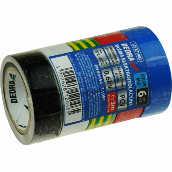 Dedra Elektrická izolační páska PVC mix 19mmx3m sada 6 ks