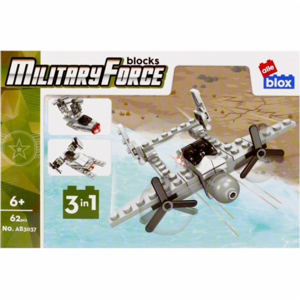 ALLEBLOX Klocki Militaria 3v1 Letadlo 62 prvků Alleblox A...