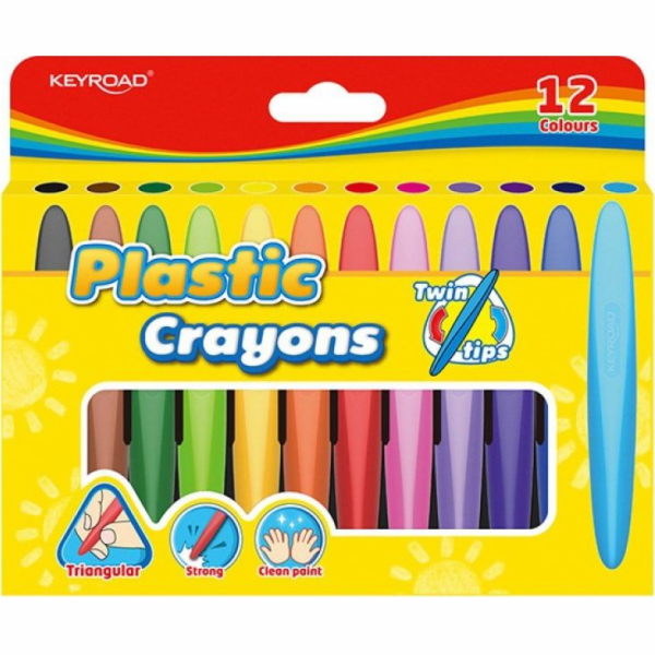 Voskové pastelky Keyroad Keyroad Twin Tips, 12 ks, trojúh...
