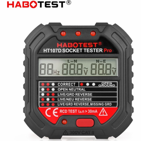 Univerzální tester zásuvek Habotest HT107D s digitálním d...