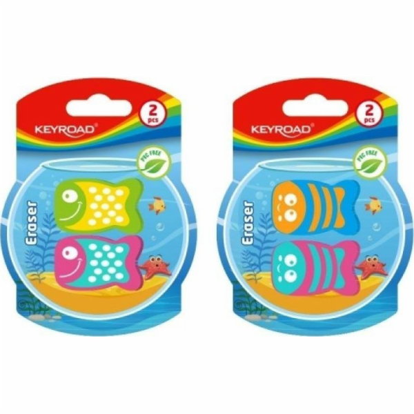Guma KEYROAD Funny Fish, 2 ks, blistr, mix barev