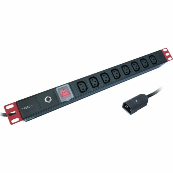 Techly Rack Power Strip 1U 8x C13 Socket C14 Kabel pro UP...