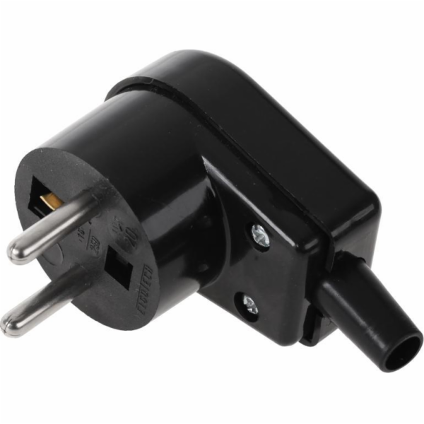 Černá úhlová zástrčka WT-20S-2 s uzemněním