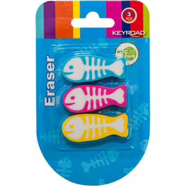Keyroad Keyroad Universal Eraser Fish, 3 ks, blistr, mix ...
