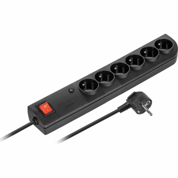 Elgotech PSF4 napájecí lišta 6 zásuvek 1,5 m černá (PSF4-...