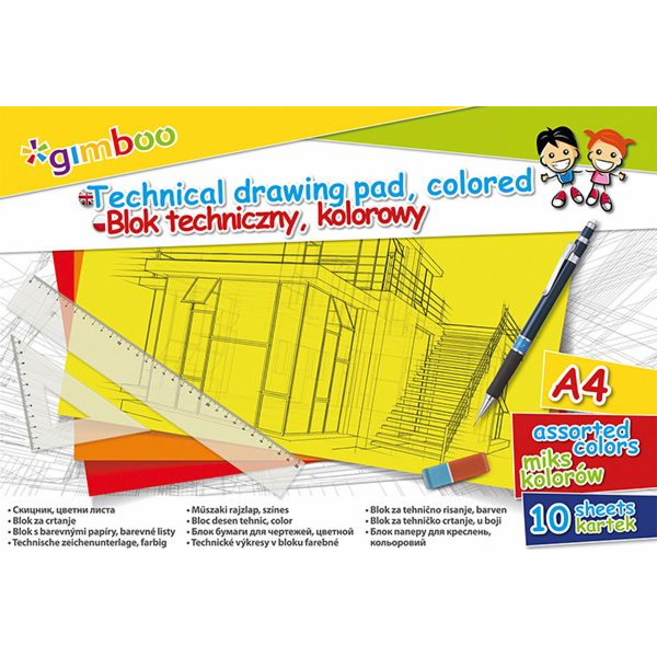 Gimboo Technický blok A4 10k mix barev