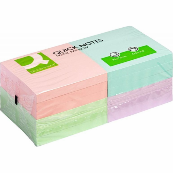 Duhový samolepicí blok Q-Connect, 76 x 76 mm, karty 4 x 3...