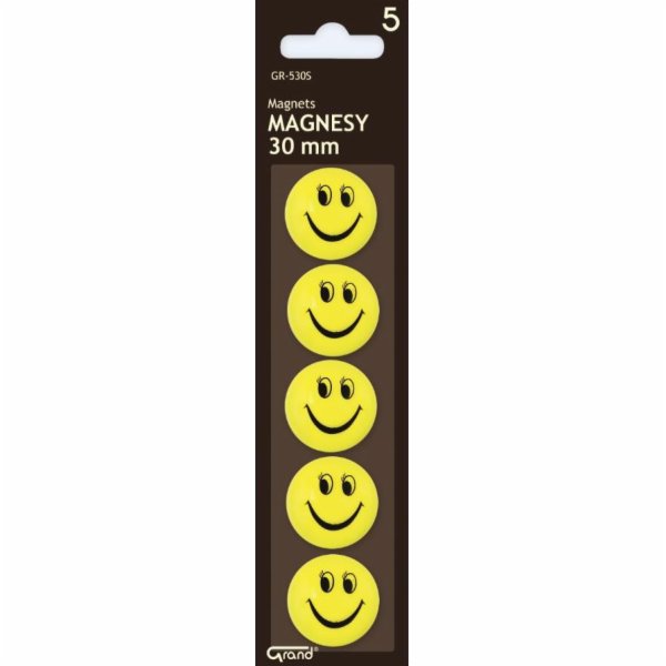 Velké magnety 30mm smajlíky 5ks GRAND