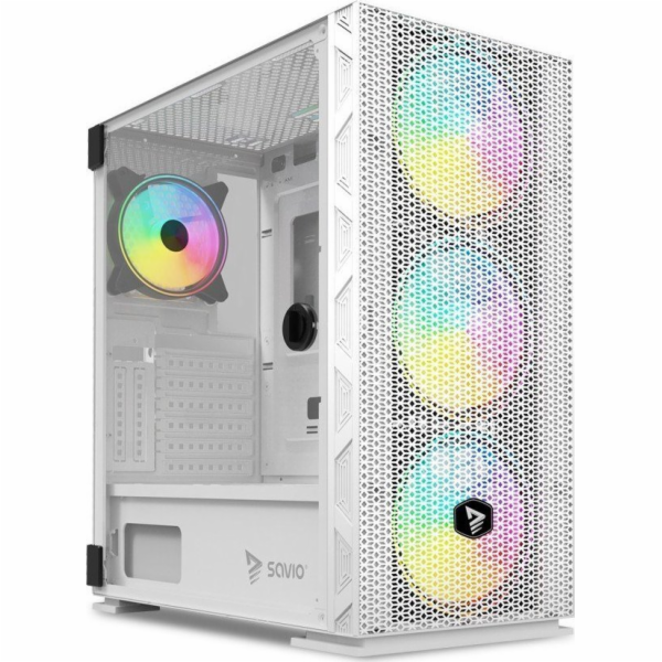 SAVIO Raptor White X1 ARGB Glass/Mesh W