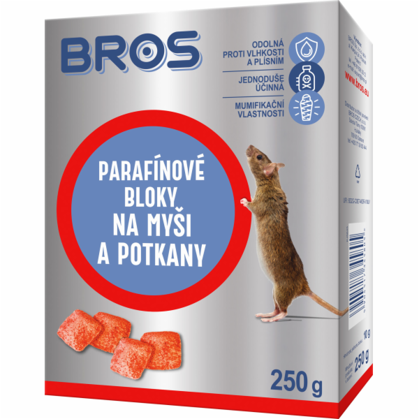 Návnada na hlodavce parafínové bloky  BROS 250 g