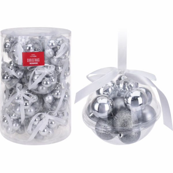 Ozdoba vánoční koule SILVER LIGHT stříbrná 14 ks/4 cm