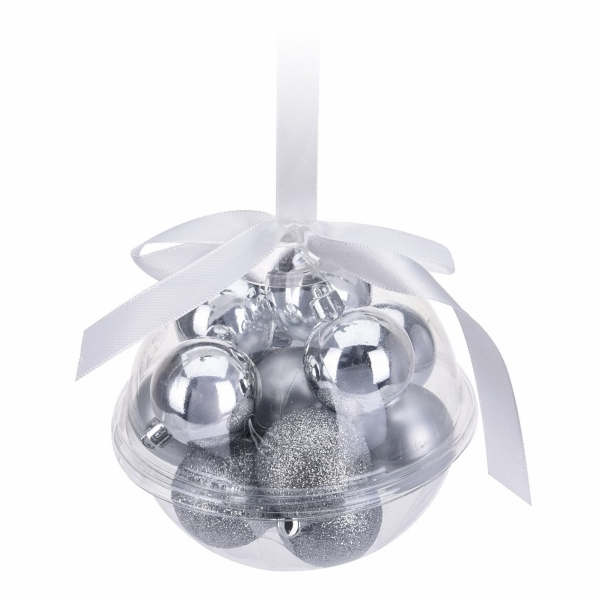 Ozdoba vánoční koule SILVER LIGHT stříbrná 14 ks/4 cm