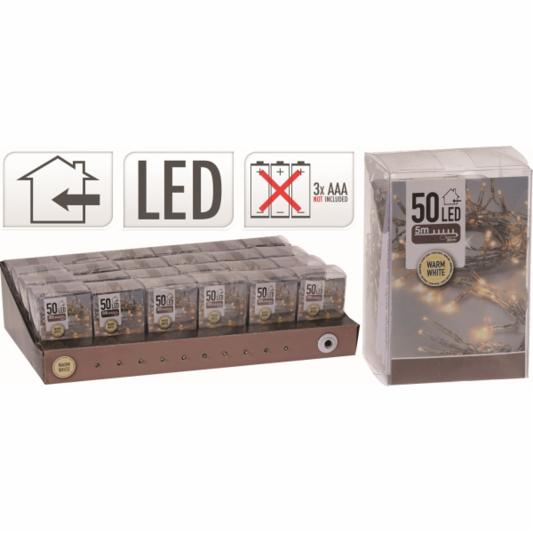 Světla vánoční 50 LED žárovek teplá bílá