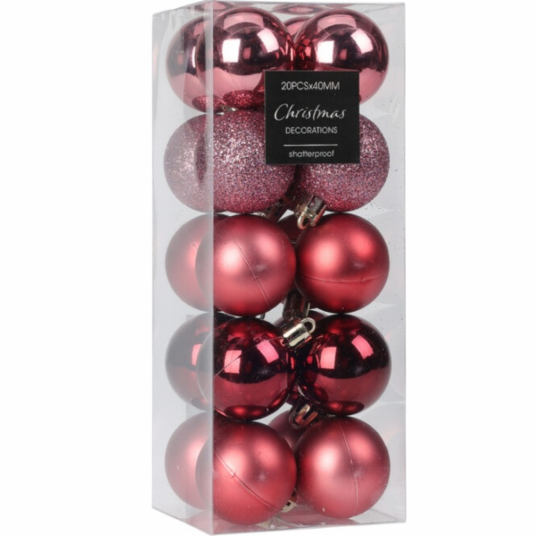 Ozdoba vánoční koule růžová mix 20 ks/4 cm