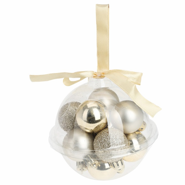 Ozdoba vánoční koule STAR LIGHT zlatá 14 ks/4 cm