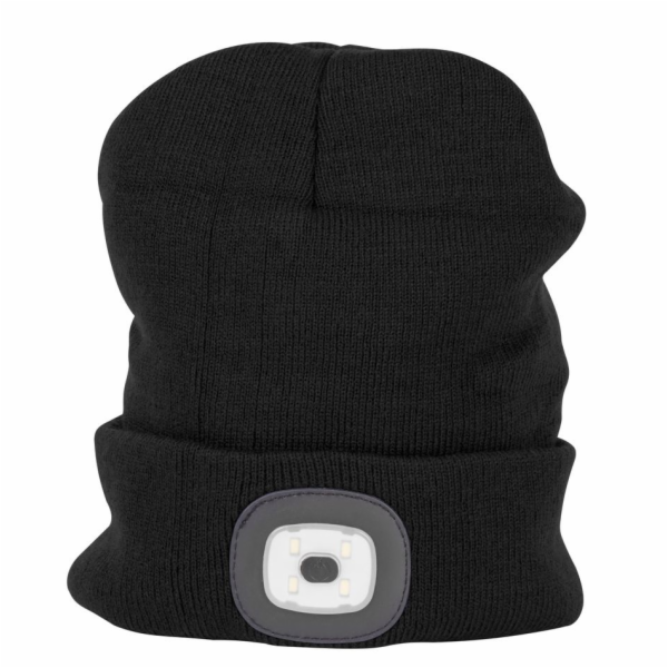 Čepice s čelovkou LED černá (USB nabíjení)
