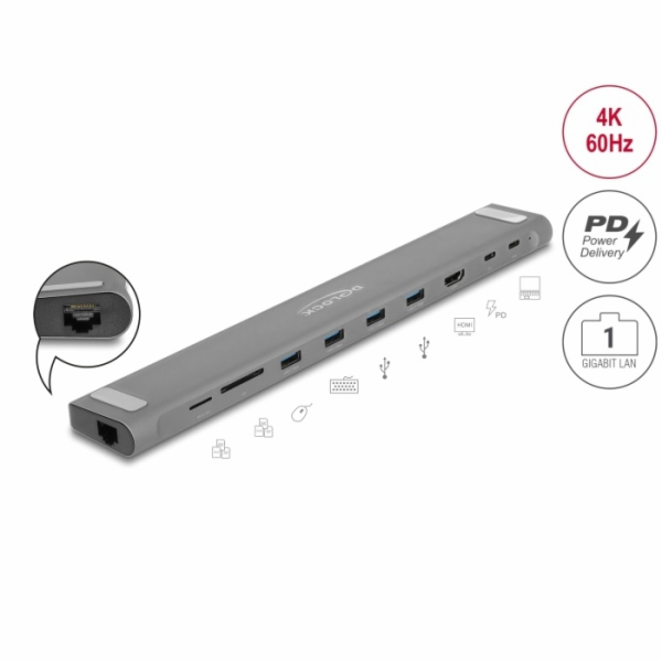 Tenká dokovací stanice DeLOCK USB Type-C 4K