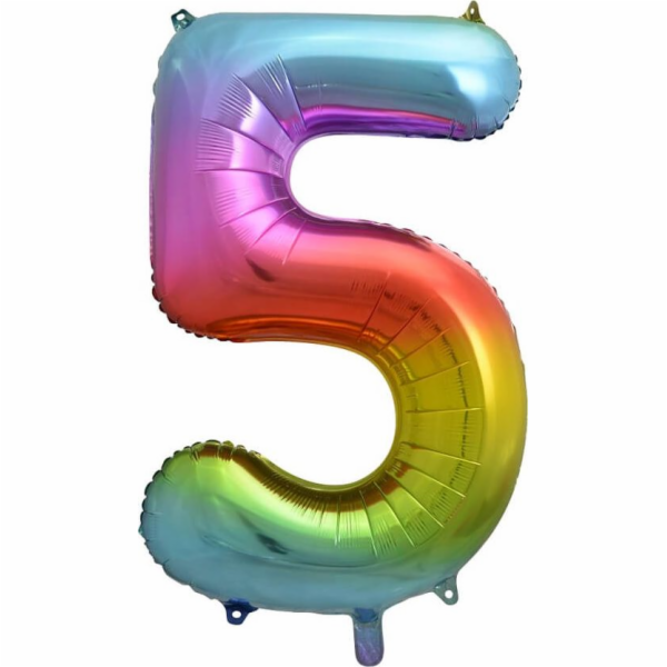 GoDan&nbsp;Foil&nbsp;balónek&nbsp;číslo&nbsp;5,&nbsp;duhový&nbsp;-&nbsp;85&nbsp;cm&nbsp;-&nbsp;1&nbsp;ks&nbsp;univerz...