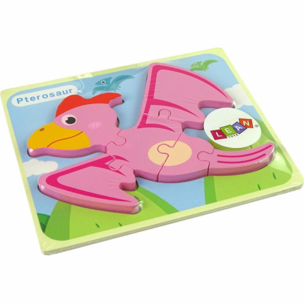 Import leantoys Wooden Puzzle Dinosaur Pterodactyl Pink