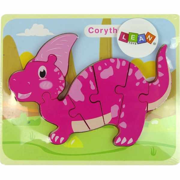 Import leantoys Wooden Puzzle Dinosaur Corythosaurus Pink