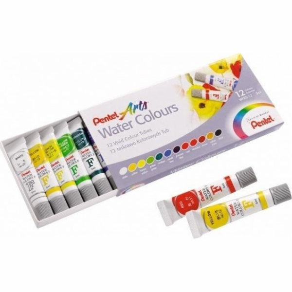 Akvarelové barvy v tubách po 12 barvách PENTEL