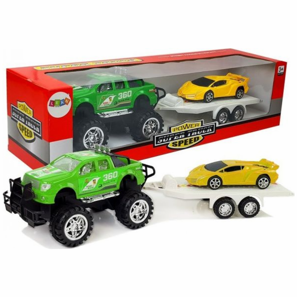 LEANToys Sada žlutého sporťáku + terénní vozy