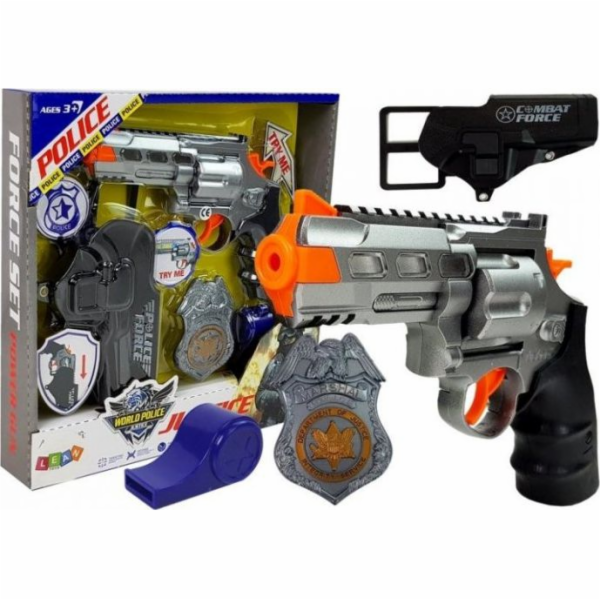 LEANToys Set Revolver 20cm Odznak Pouzdro na píšťalku Zvu...