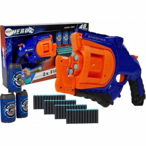Pistole s pěnovou kazetou LEANToys modrá a oranžová