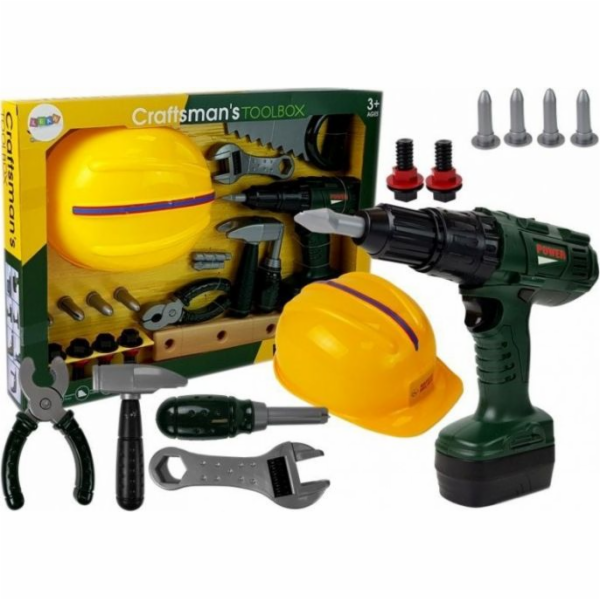 Sada nářadí LEANToys Přilba s bateriovým vrtacím kladivem