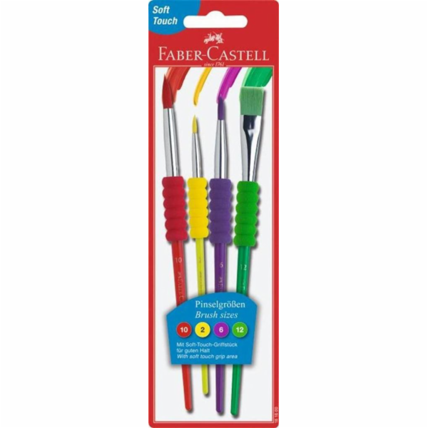 Faber-Castell ŠKOLNÍ KARTÁČE S MĚKKOU RUKOJEŤ 4 KS. BLISTER