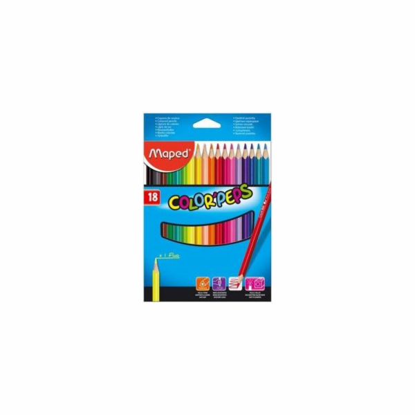 Trojúhelníkové pastelky Maped Colorpeps 18 barev