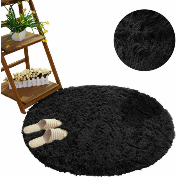 Strado Kulatý koberec Shaggy Strado 80x80 BlackSky (Black...