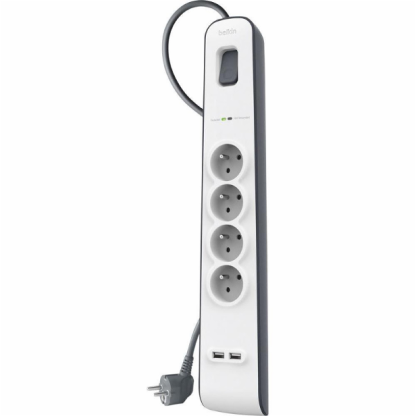 Přepěťová přepěťová lišta Belkin, 4 zásuvky, 2 m, bílá (B...