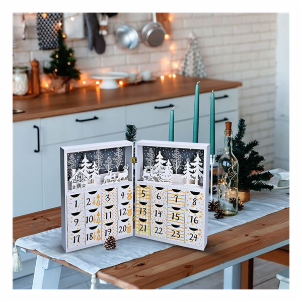 Solight LED adventní kalendář - kniha, 8x LED, 40x30cm, 2...