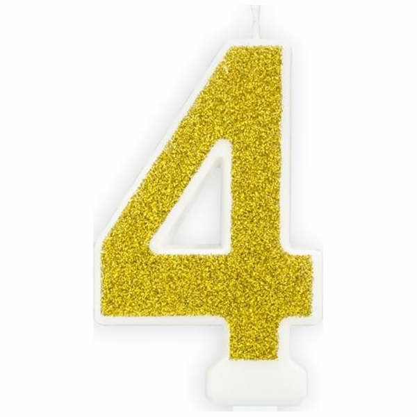 Party Deco Number svíčka s třpytkami - 4 - 1 ks univerzální