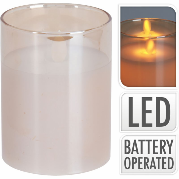 LED svíčka skleněná 7,5 x 10,5 cm teplá bílá KO-XX8113800
