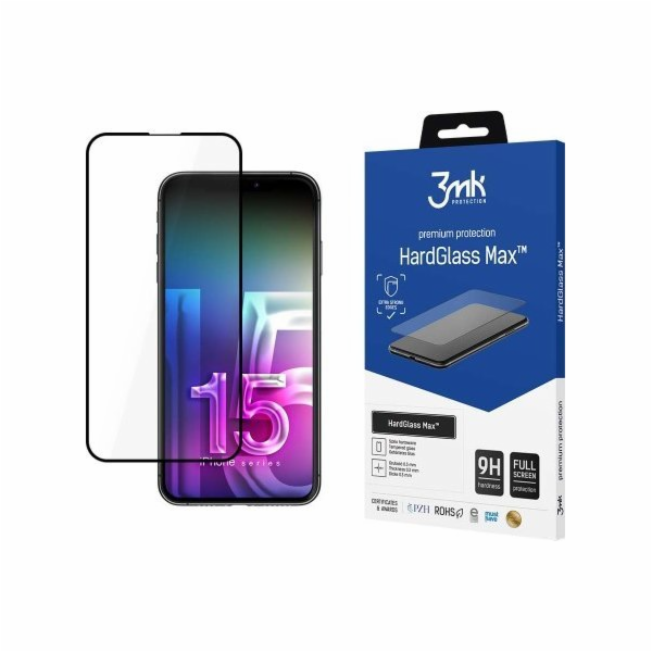 3mk tvrzené sklo HardGlass MAX pro Apple iPhone 15, černá