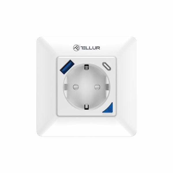 Tellur Smart WiFi Wall Plug 3600W 16A, PD20W, USB 18W, en...