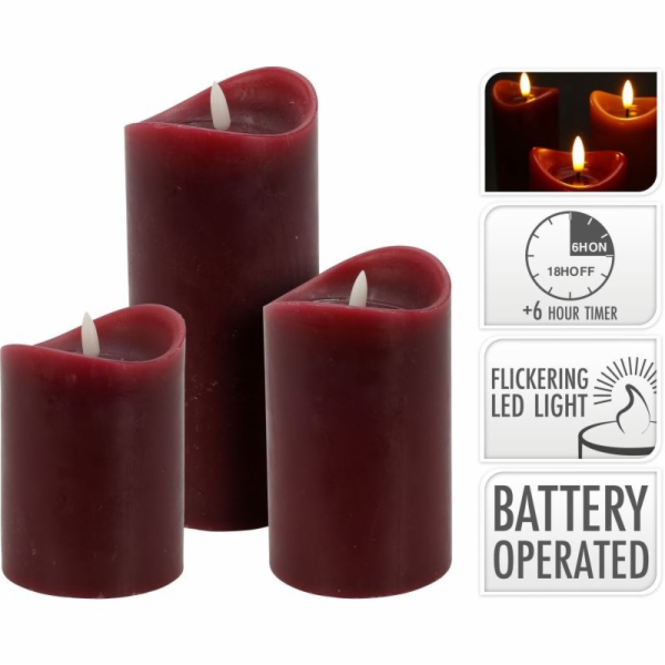 LED svíčka sada 3 ks červená KO-AX5432720