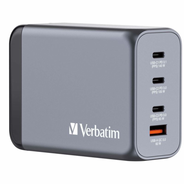 Verbatim GNC-240 GaN Charg. 240W 3xUSB-C PD, 1xUSB-A QC 3...