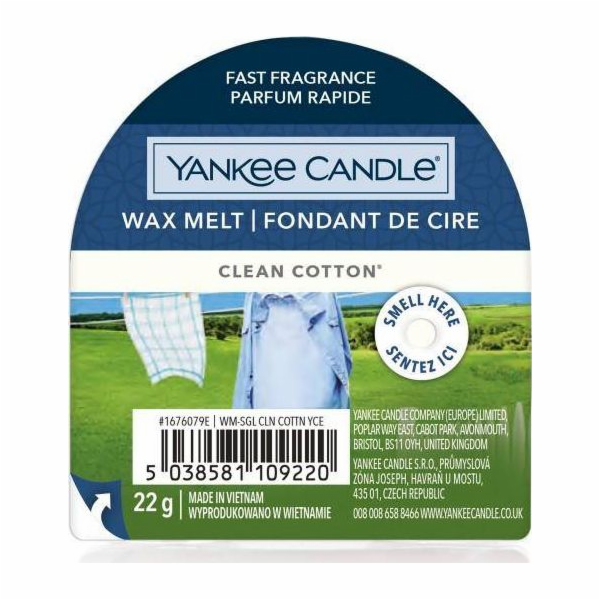 Vonný vosk Yankee Candle, Čistá bavlna, 22 g